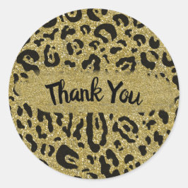 Gouden Glitter Cheetah Luipaard Dierenprint Feestj Ronde Sticker