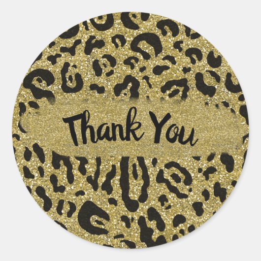 Gouden Glitter Cheetah Luipaard Dierprint Feest  Ronde Sticker (Voorkant)