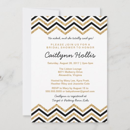 Gouden glitter Chevron | Baby, Bruids of Verjaarda Kaart (Voorkant)