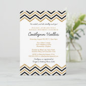 Gouden glitter Chevron | Baby, Bruids of Verjaarda Kaart (Staand voorkant)