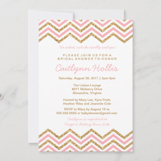 Gouden glitter Chevron | Baby, Bruids of Verjaarda Kaart (Voorkant)