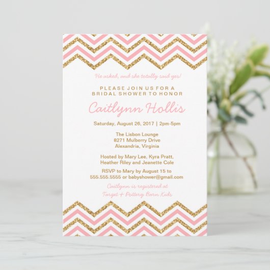 Gouden glitter Chevron | Baby, Bruids of Verjaarda Kaart (Staand voorkant)