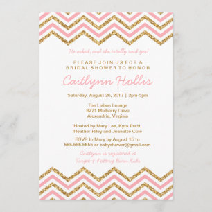 Gouden glitter Chevron   Baby, Bruids of Verjaarda Kaart