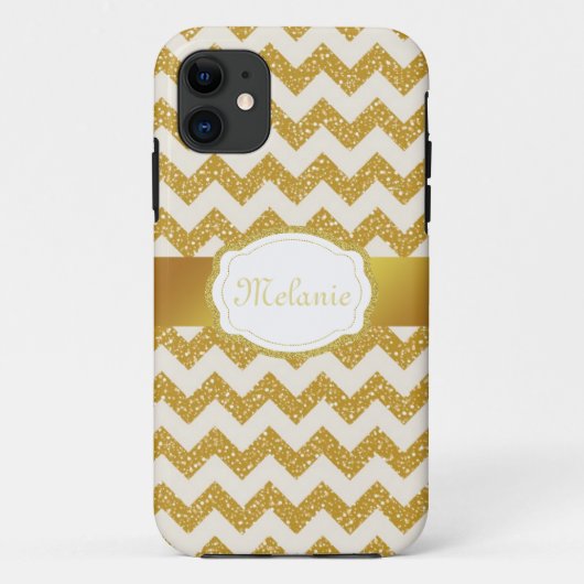 Gouden Glitter Chevron Monogram iPhone Case-Mate iPhone Case (Achterkant)