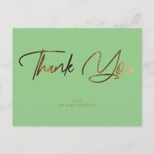 Gouden Glitter Chic & Mint Bedankt Custom Briefkaart