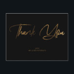 Gouden Glitter Chic Zwart Bedankt Custom Briefkaart<br><div class="desc">Gold Glitter Chic Black Bedankt Briefkaart. Stuur een chic bedankje. Aanpassen met jouw naam. Deze bedankkaarten zijn verkrijgbaar in goud,  goud & zilver en zilveren faux glitter. Wil je echte folie? Bekijk ons "Thank You" kaart collectie voor kaarten met echte gouden en zilveren folie.</div>