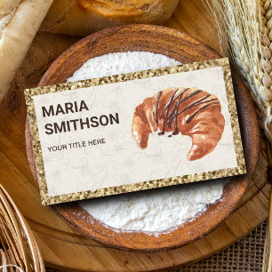 Gouden Glitter Chocolade Croissant Bakkerij Visitekaartje