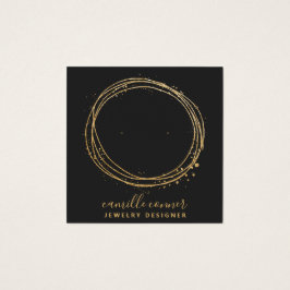 Gouden Glitter Cirkel Sieraden Designer Oorbel Vierkante Visitekaartjes