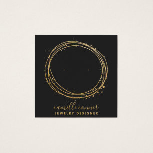 Gouden Glitter Cirkel Sieraden Designer Oorbel Vierkante Visitekaartjes
