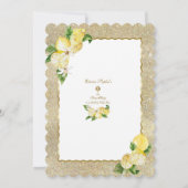 Gouden Glitter Citroen Fruit Bloem Eerste Communie Kaart (Achterkant)