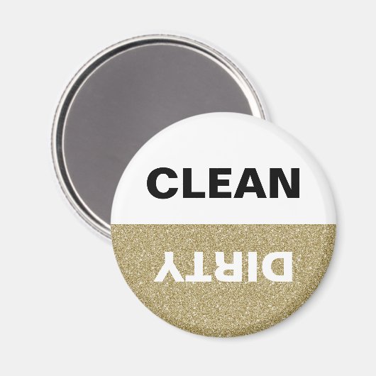 Gouden Glitter Clean/Vuile Vaatwasser Magneet (Voorkant / Achterkant)