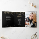 Gouden Glitter Confetti 50 en Fabulous Custom Phot Drieluik Kaart (Binnen)