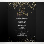 Gouden Glitter Confetti 50 en Fabulous Custom Phot Drieluik Kaart (Binnenkant midden)