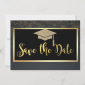 Gouden Glitter Confetti Afstudeerdata Save The Date (Voorkant)