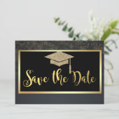 Gouden Glitter Confetti Afstudeerdata Save The Date (Staand voorkant)
