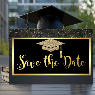 Gouden Glitter Confetti Afstudeerdata Save The Date