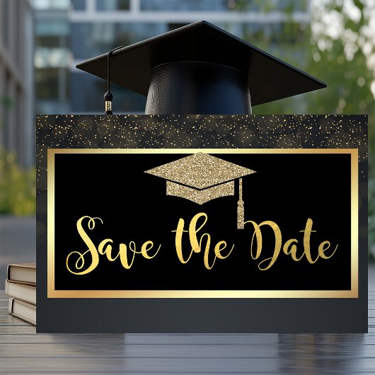 Gouden Glitter Confetti Afstudeerdata Save The Date