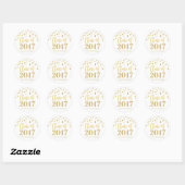 Gouden Glitter Confetti Afstuderen 2017 Ronde Sticker (Vel)