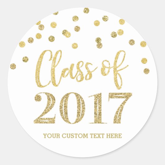 Gouden Glitter Confetti Afstuderen 2017 Ronde Sticker (Voorkant)