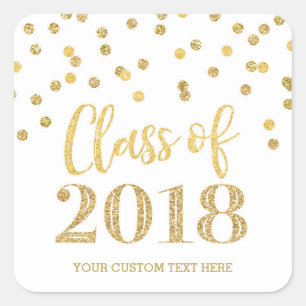 Gouden Glitter Confetti Afstuderen 2018 Vierkante Sticker