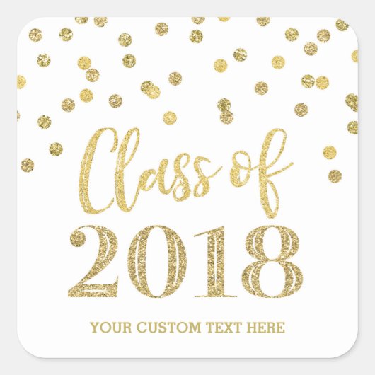 Gouden Glitter Confetti Afstuderen 2018 Vierkante Sticker (Voorkant)