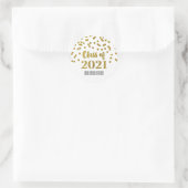 Gouden Glitter Confetti Afstuderen 2021 Ronde Sticker (Tas)