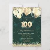 Gouden Glitter Confetti Ballonnen Groen 100t Verja Kaart (Voorkant)