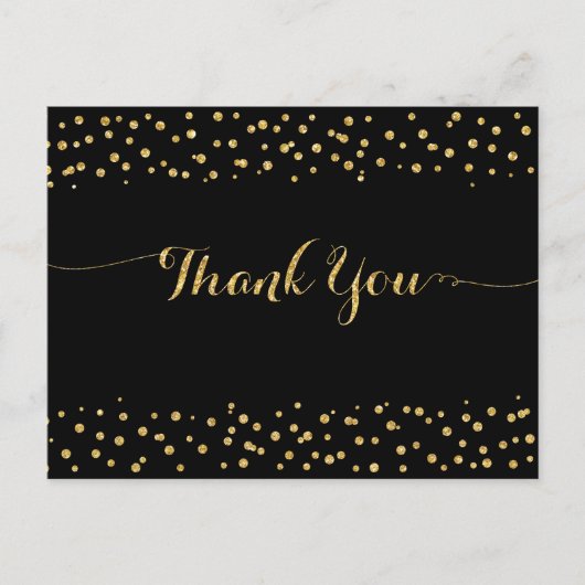 Gouden Glitter Confetti Bedankt Briefkaart (Voorkant)