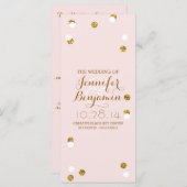 Gouden glitter confetti blush huwelijksprogramma's programmakaart (Voorkant / Achterkant)