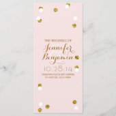 Gouden glitter confetti blush huwelijksprogramma's programmakaart (Voorkant)