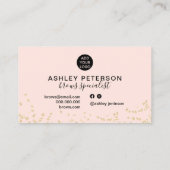 Gouden glitter confetti blush roze wenkbrauw ontwe visitekaartje (Achterkant)