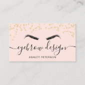 Gouden glitter confetti blush roze wenkbrauw ontwe visitekaartje (Voorkant)