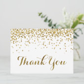 Gouden Glitter Confetti bruiloft bedankkaart (Staand voorkant)