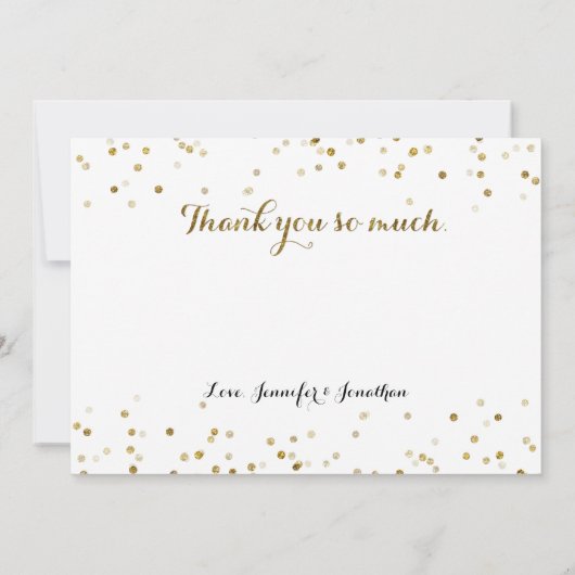 Gouden Glitter Confetti bruiloft bedankkaart (Achterkant)