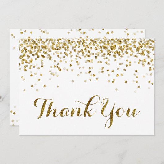 Gouden Glitter Confetti bruiloft bedankkaart (Voorkant / Achterkant)