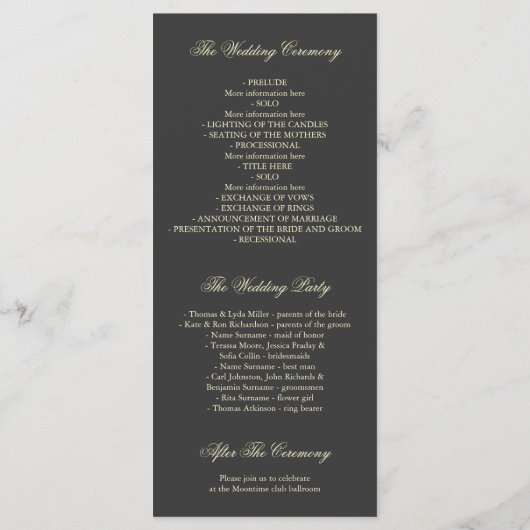  gouden glitter Confetti bruiloft programma's (Achterkant)