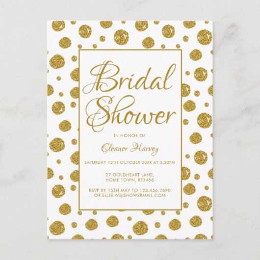 Gouden glitter confetti bruilofts uitnodiging (Voorkant)