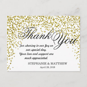 Gouden Glitter Confetti Dank u Briefkaarten