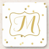 Gouden Glitter Confetti Dot Monogram Drink Onderze Onderzetter (Voorkant)