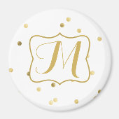 Gouden Glitter Confetti Dot Monogram Initiaal Magn Magneet (Voorkant)