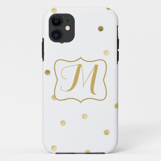 Gouden Glitter Confetti Dot Monogram IPHONE 5 Hoes (Achterkant)