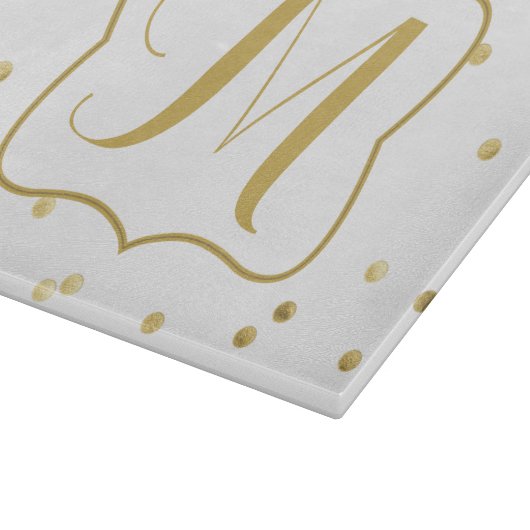 Gouden Glitter Confetti Dot Polk Glas Snijplank (Hoek)