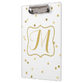 Gouden Glitter Confetti Dot Polk Monogram Clip Boa Klembord (Links)