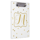 Gouden Glitter Confetti Dot Polk Monogram Clip Boa Klembord (Rechts)