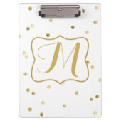 Gouden Glitter Confetti Dot Polk Monogram Clip Boa Klembord (Voorkant)