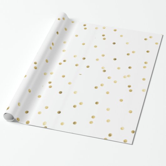 Gouden Glitter Confetti Dot Polka inpakpapier (Uitgerold)
