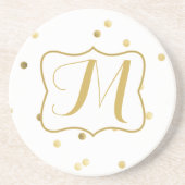 Gouden Glitter Confetti Dot Polka Pattern Onderzet Zandsteen Onderzetter (Voorkant)