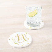 Gouden Glitter Confetti Dot Polka Pattern Onderzet Zandsteen Onderzetter (Zijkant)