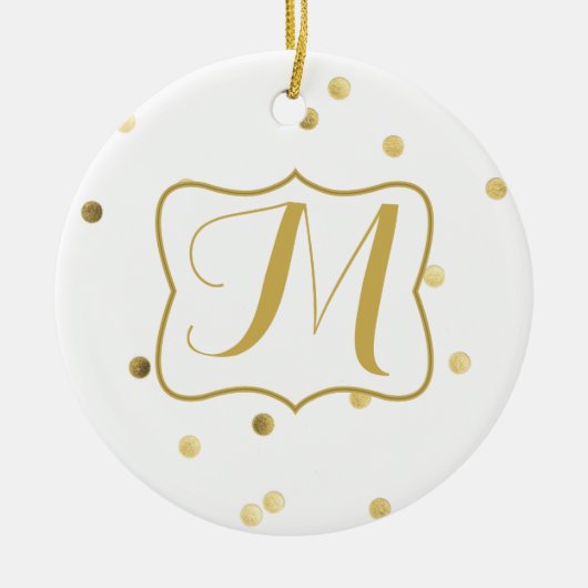 Gouden Glitter Confetti Dot Polka Pattern Ornament (Voorkant)