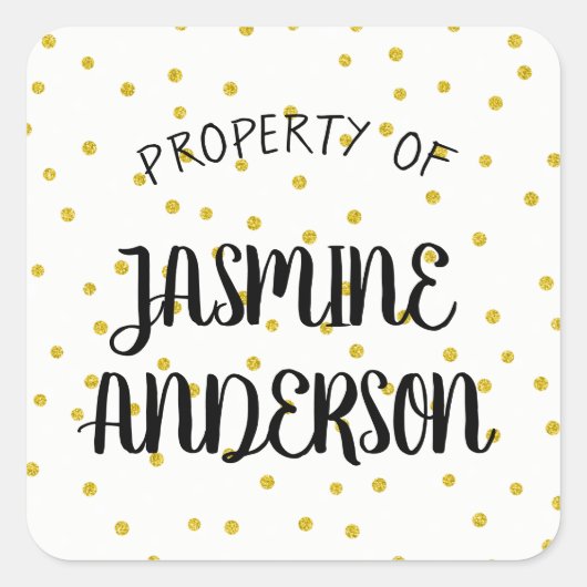 Gouden glitter confetti eigendom van stickers (Voorkant)